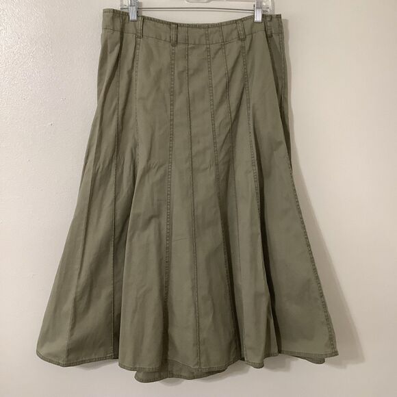 Vintage Y2K Khaki Green Pleated Fairy Grunge Fairycore Cottagecore Midi Skirt XL - Picture 1 of 8